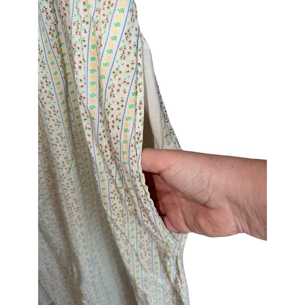 Vintage Handmade Prairie Dress Floral Double Breasted Snap Front Pockets large - Picture 5 of 7
